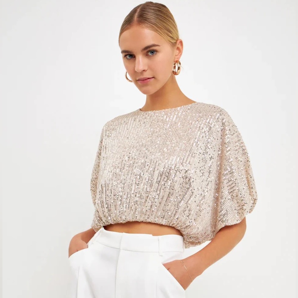 Anthropologie Endless Rose Sequin Bubble Blouse
